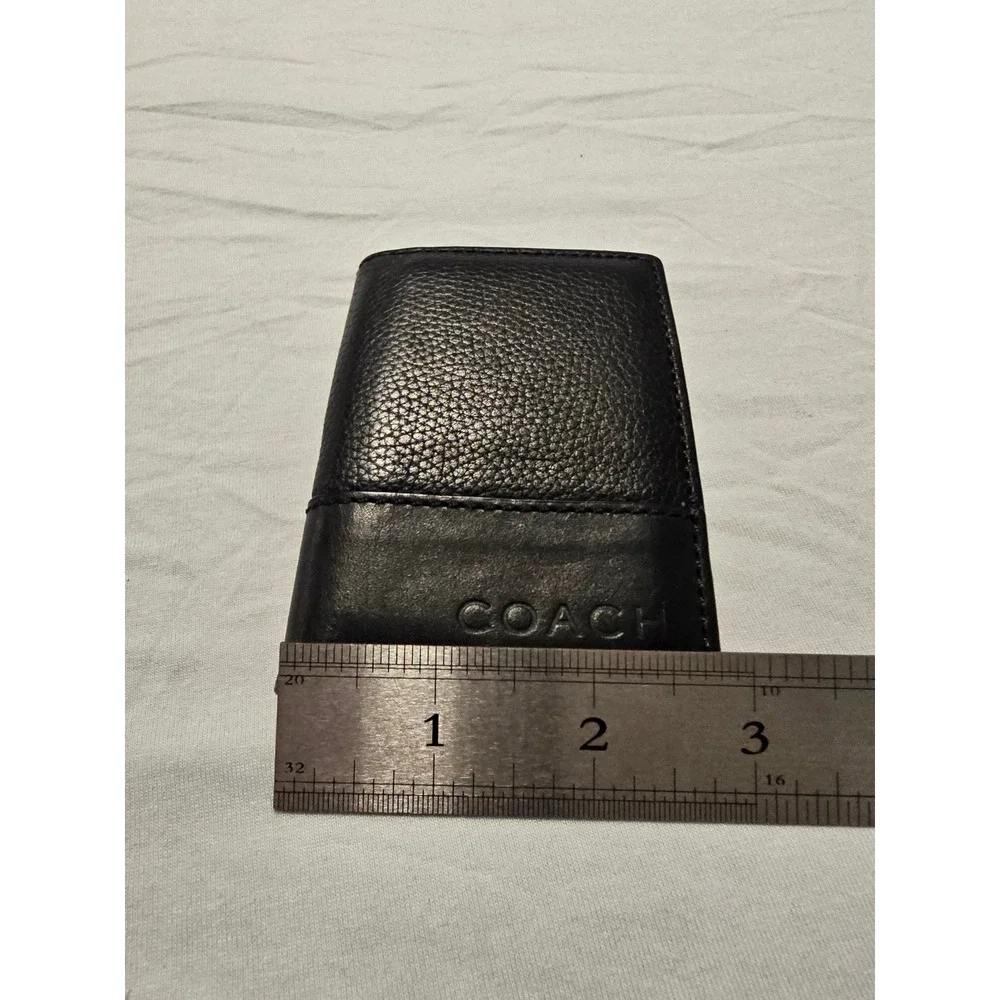 Coach Mens Black Leather Slim Bifold Wallet ID Window Card Case Pocket
